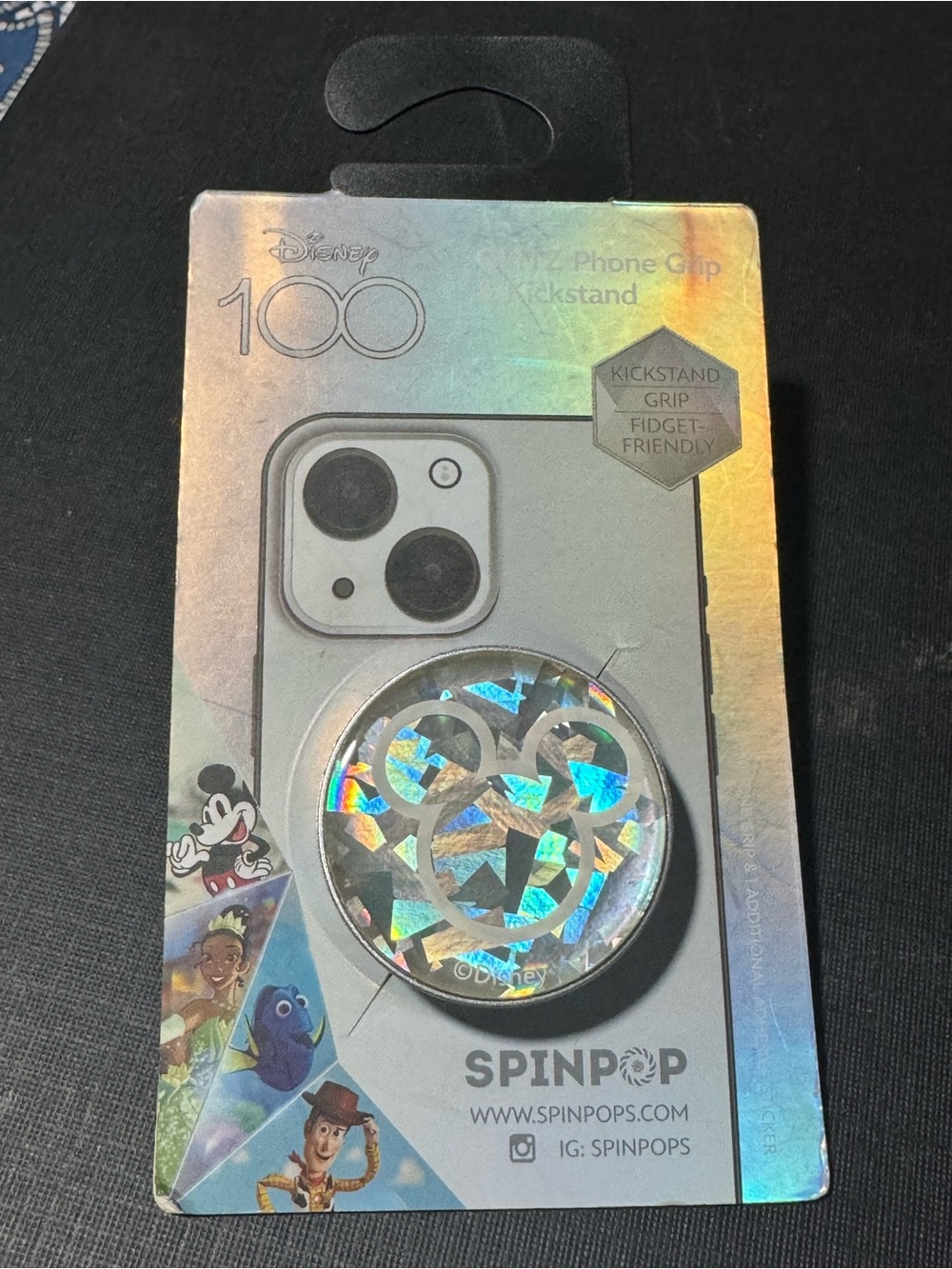 Disney Holographic Mickey Ear SpinPop Phone Grip - Silver Prism
